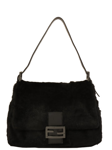 FENDI Fur Mamma Baguette Black