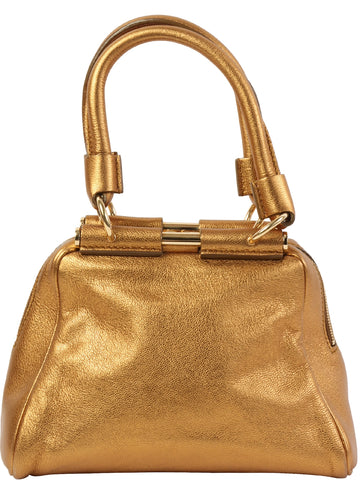 YVES SAINT LAURENT Logo Zipped Top Handle Bag Gold