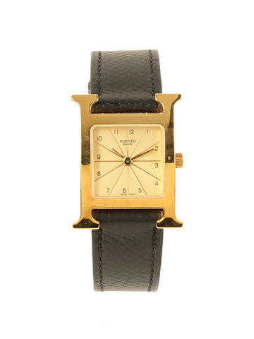 HERMES 1998 Made H Watch Black/Gold