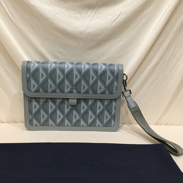 CHRISTIAN DIOR Dior Grey CD Diamond Hit The Road A5 Pouch Clutch Sku# 73897