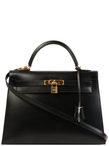 HERMES 2002 Made Kelly Bag 32Cm Black