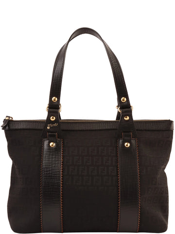 FENDI Ff Zucchino Pattern Tote Bag Black