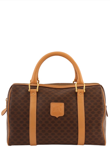 CELINE Macadam Pattern Embossed Logo Boston Bag Brown