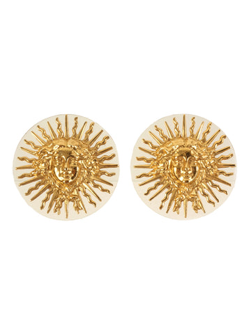 CHANEL 1989 Made Round Venus Motif Earrings Gold