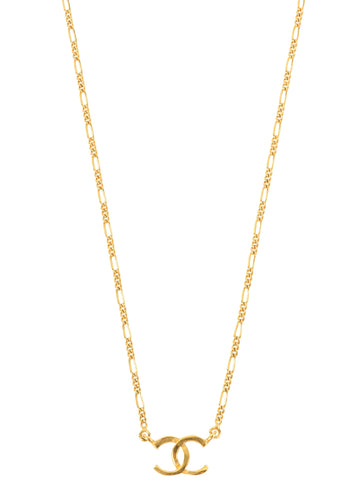 CHANEL Cc Mark Plate Necklace Gold