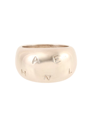 CHANEL Logo Ring Silver