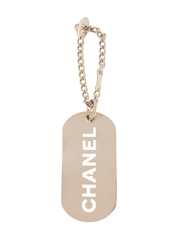 CHANEL 2007 Made Logo Plate Charm Silver