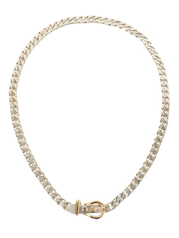 HERMES Boucle Sellier Necklace Silver/Gold