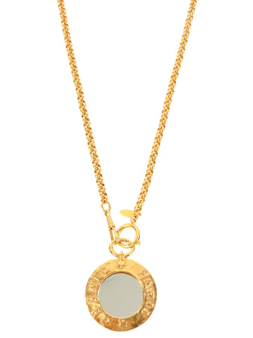 CHANEL 1993 Made Round Mirror Cc Mark Long Necklace Gold