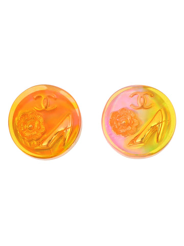 CHANEL 1997 Made Round Motif Aurora Earrings Multi