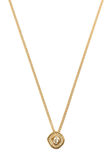 DIOR Diamond Rhinestone Logo Cutout Necklace Gold