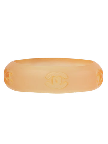 CHANEL 1996 Made Cc Mark Bangle Clear/Orange