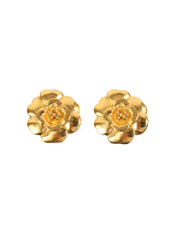 CHANEL Camellia Earrings Gold