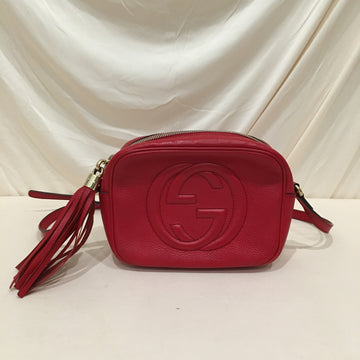 Gucci Red Leather Soho Camera Crossbody Bag Sku# 74146