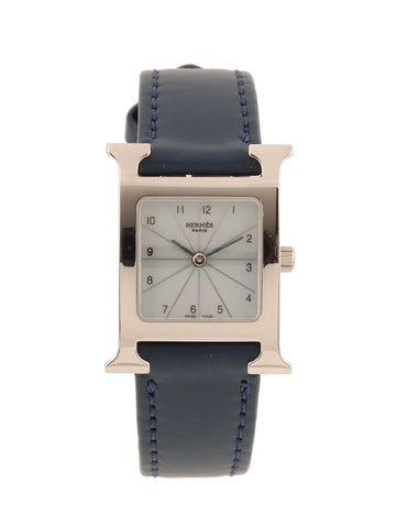 HERMES H Watch Silver/Navy/Grey