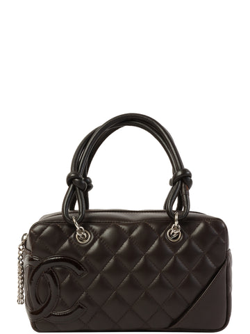 CHANEL Around 2005 Made Cambon Mini Top Handle Bag Brown