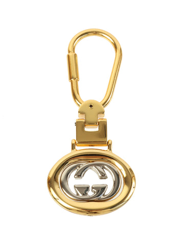 GUCCI Logo Plate Key Holder Gold/Silver
