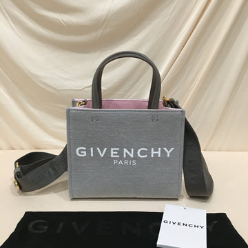 Givenchy Grey Pink Canvas Mini G-Tote 2-Ways Bag Sku# 74172