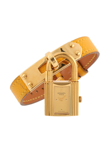 HERMES 1989 Made Kelly Watch Yellow/Gold