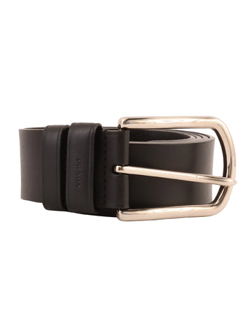 PRADA Leather Logo Emboss Belt Black