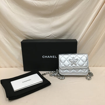 Chanel Silver Leather Star Crystal Mini Waist Bag Sku# 73810