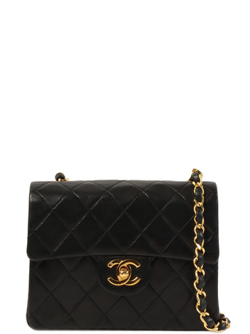 CHANEL Around 1990 Made Classic Flap Chain Bag Mini Black