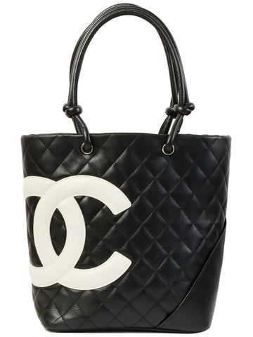 CHANEL Around 2004 Made Cambon Tote Bag Black/White