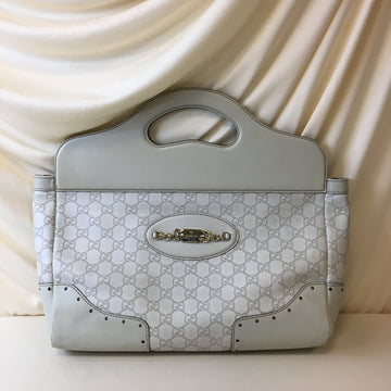 Gucci White GG Leather Handbag Sku# 68858