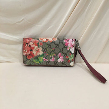 Gucci GG Supreme Floral Zip Around Long Wallet Sku# 74676