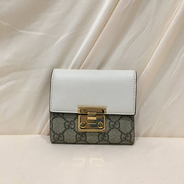 Gucci GG Supreme White Trifold Wallet Sku# 74473