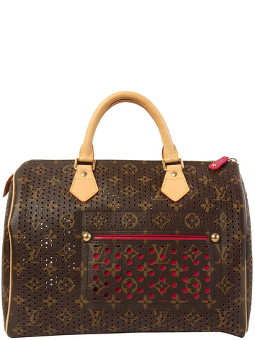 LOUIS VUITTON 2006 Made Canvas Monogram Perfo Speedy 30 Brown/Fuchsia Pink