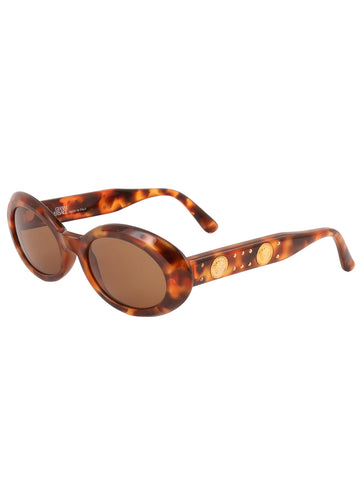 VERSACE Tortoiseshell Frame Side Medusa Plate Sunglasses Brown