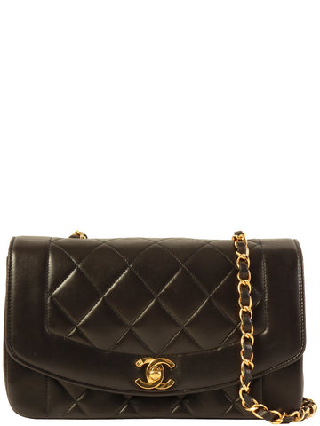 CHANEL Around 1995 Made Diana Flap Chain Bag 22Cm Black