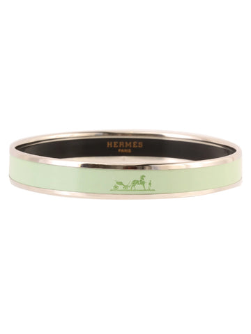 HERMES Enamel Pm Bangle Apple Green/Silver