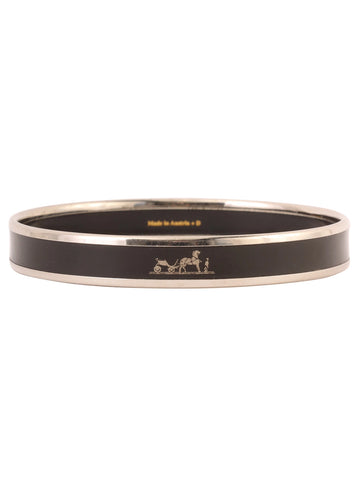 HERMES Enamel Pm Bangle Black