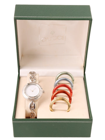 GUCCI Metallic Changeable Bezel Watch 6Colors/Silver