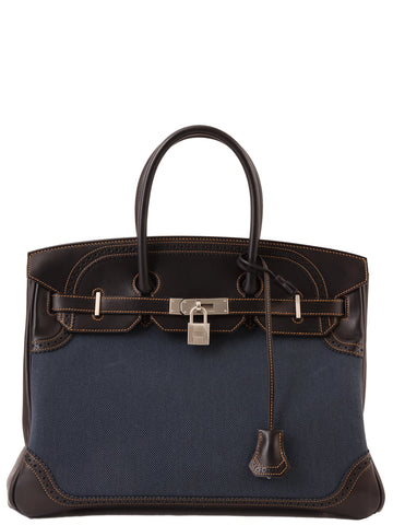 HERMES 2012 Made Birkin Gillies 35 Denim Fonce/Black