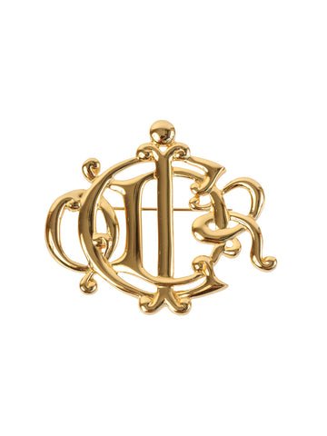 DIOR Emblem Motif Brooch Gold