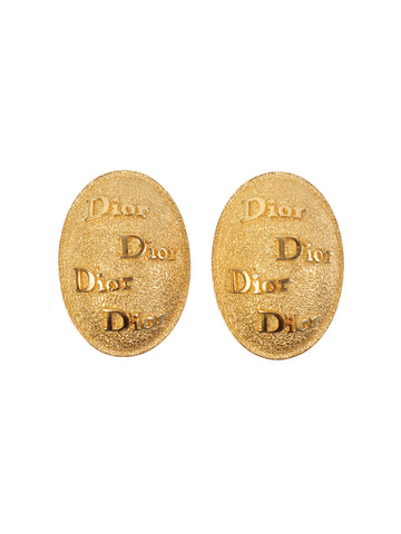 DIOR Oval Logo Earrings Gold