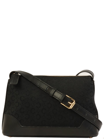 CELINE C Macadam Pattern Shoulder Bag Black