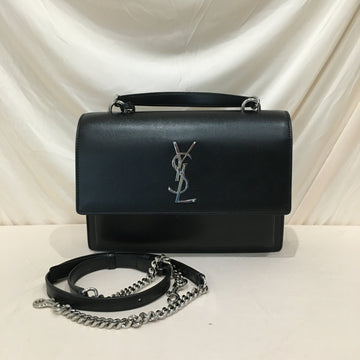 Yves Saint Laurent Black Leather Sunset Shoulder Bag Sku# 75340