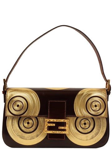 FENDI Design Pattern Mamma Baguette Dark Brown/Gold