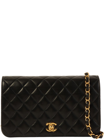 CHANEL Around 2004 Made Full Flap Turn-Lock Chain Bag Black