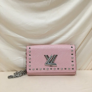 Louis Vuitton Pink Epi Leather Twist Studded Wallet On Chain Crossbody Bag Sku# 75533