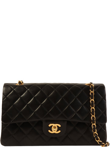 CHANEL Around 1992 Made Classic Flap Chain Bag 25Cm Black