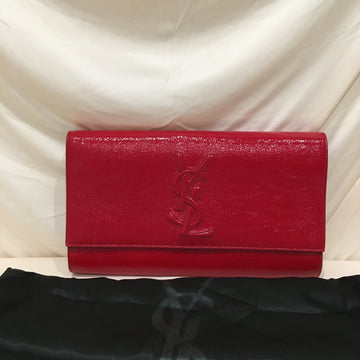 Yves Saint Laurent Red Patent Large Belle De Jour Clutch Sku# 75874