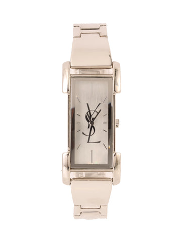 YVES SAINT LAURENT Square Logo Face Watch Silver