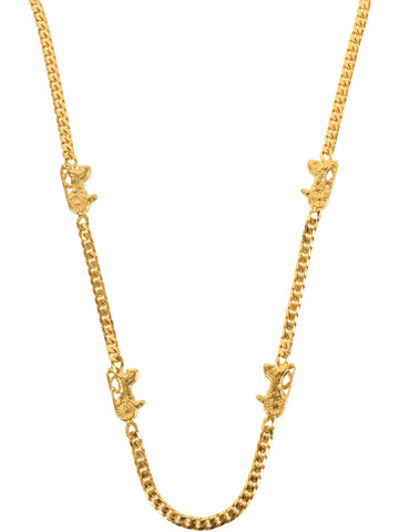 CELINE Horse Carriage Plate Chain Necklace Gold
