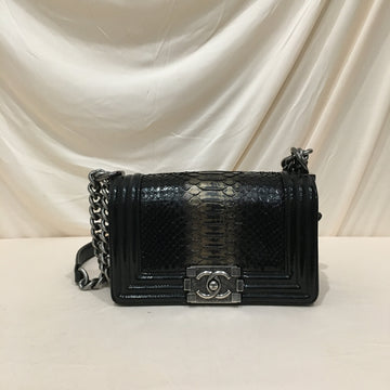 Chanel Black Patent Python Small Boy Shoulder Bag Sku# 75915