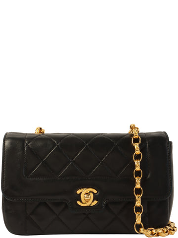 CHANEL Around 1992 Made Design Flap Turn-Lock Bijoux Chain Bag Black